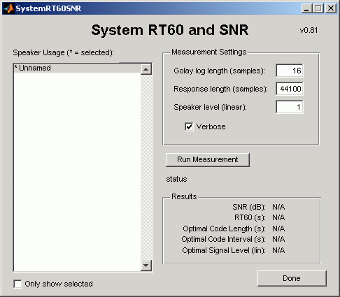 CalVal System RT60 and SNR